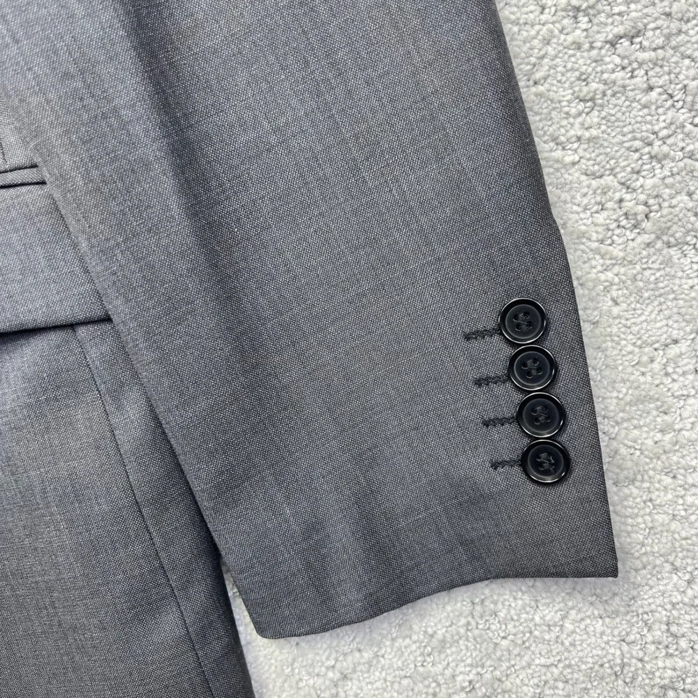 Combatant Gentlemen Blazer Mens 38S Grey Slim Fit 100% Wool 2-Button Suit Jacket